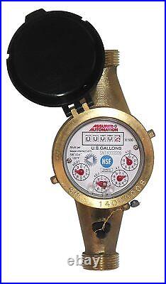 1/2 Water Meter Lead Free Brass Multi-Jet Gallons Horiz. NSF Certified