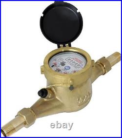 1/2 Water Meter Lead Free Brass Multi-Jet Gallons Horiz. NSF Certified