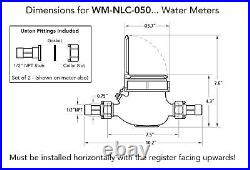 1/2 Water Meter Lead Free Brass Multi-Jet Gallons Horiz. NSF Certified