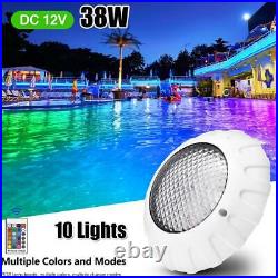 10× Swim Pool Lights 12V 38W RGB LED Underwater Light IP68 Waterproof Spa Light