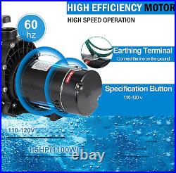 110-120V 1.5HP Filter Pump 6000GPH Inground Swimming POOL PUMP MOTOR with Strainer