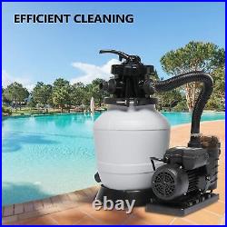 13 Sand Filter Above Ground with 3/4HP Pool Pump 3435GPH Flow 6-Way Valve Gray