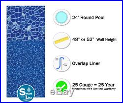 24' Round Overlap Cracked Glass Above Ground Swimming Pool Liner 25 Gauge