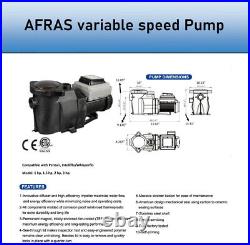 Afras 3 HP VS Pump 20300VS VARIABLE SPEED PUMP Open Box Specials Available Too