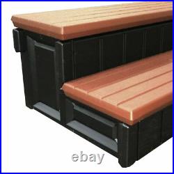 Confer 36 Inch Resin Spa and Hot Tub Steps with Storage Compartments, Redwood