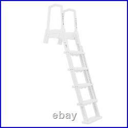Deluxe Above Ground Swimming Pool Ladder Non-Slip Large Adjustable Height White