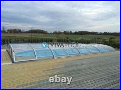 Gfk Schwimmbecken 9,40x3,30m Pool mit Clear Überdachung + Led + Waermepumpe