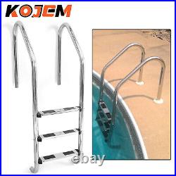 KOJEM Non-Slip 3-Step Stainless Steel Swimming Pool Ladder For In-Ground Pools