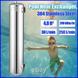 Pool Heat Exchanger Tube 200K Same Side 1+ 1 1/2FPT Stainless 200k Btu/hour