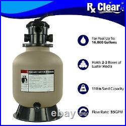 Rx Clear Radiant 16 Inch Above Ground Swimming Pool Sand Filter with 6-Way Valve