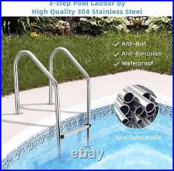 Stainless Steel 3-Step Swimming Pool Ladder In-Ground With Anti-Slip Step Outdoor
