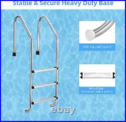Stainless Steel 3-Step Swimming Pool Ladder In-Ground With Anti-Slip Step Outdoor