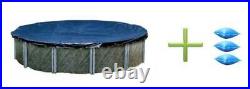 Swimline 30' ft Round Swimming Pool Winter Cover + 3 4x4 Air Closing Pillows