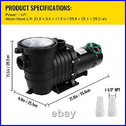 Swimming Pool Pump 1HP Pool Pump 110/220V 5544GPH In/Above Ground Strainer