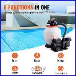 VEVOR Sand Filter Above Ground with 3/4HP Pool Pump 3000GPH Flow 14 6-Way Valve